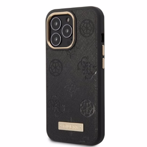 Guess GUHMP13LSAPSTK iPhone 13 Pro / 13 6.1" чёрный/чёрный жёсткий чехол Peony Logo Plate MagSafe
