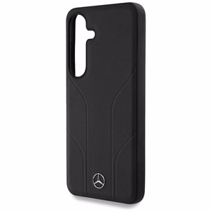 Mercedes Leather Debossed Lines MagSafe ümbris jaoks Samsung Galaxy S25 - must