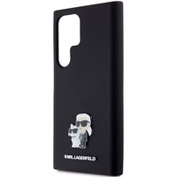 Karl Lagerfeld Silicone Karl&Choupette Metal Pin ümbris jaoks Samsung Galaxy S24 Ultra - must