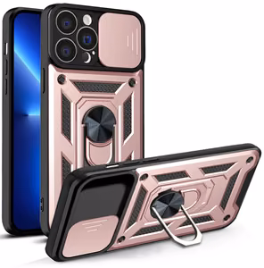 Hybrid Armor Camshield ümbris iPhone 13 Pro Maxi jaoks soomustatud ümbris koos kaamerakattega roosaga