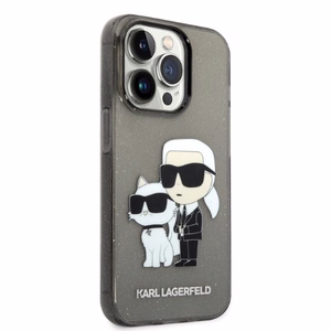 Karl Lagerfeld Glitter Karl&Choupette ümbris jaoks iPhone 14 Pro - must