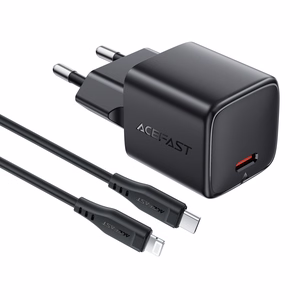 Acefast A118 30W GaN USB-C сетевое зарядное устройство с кабелем 1.2m USB-C на Lightning - черный