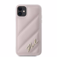 Karl Lagerfeld Diagonal Quilted Script ümbris jaoks iPhone 11 / Xr - roosa