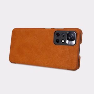 Чехол-книжка Nillkin Qin для Xiaomi Redmi Note 11T 5G / Note 11S 5G / Note 11 5G (China) / Poco M4 Pro 5G с защитой камеры коричневый