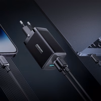 Laadija Joyroom JR-TCG01 65W GaN 2xUSB-C/USB-A + USB-C to USB-C kaabel 1.2m must