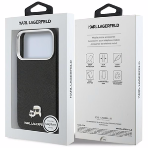 Karl Lagerfeld ümbris iPhone 17 Pro 6,3" jaoks, HC MAGSAFE PU FW K&C peamärgiga, must