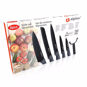 Alpina INOX roostevabast terasest noakomplekt, 6 tk, must