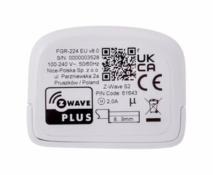 Fibaro FGR-224 rulloo/žalusiide tarviku Rullo juhtimine