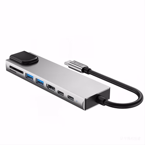Tech-Protect HB09 USB jaotur 8in1 TYPE-C + USB-A 3.0 + USB-C 3.0 + HDMI 4K 60HZ + SD/TF + PD100W + RJ45 1000 MB/S - hall