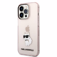 Karl Lagerfeld Ikonik Choupette ümbris jaoks iPhone 14 Pro Max - roosa
