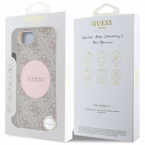 GUESS ümbris jaoks IPHONE 16e (SE 4 2025) compatible with MagSafe GUHMPSE4P4PGRSGP (PU 4G Circle W/ Classic Logo) roosa