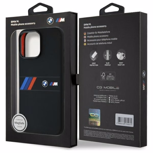 BMW Silicone Middle Stripe MagSafe Ümbris jaoks iPhone 16 Pro Max - must