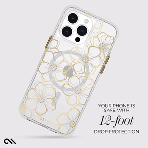 Case-Mate Floral Gems MagSafe ümbris seadmele iPhone 15 Pro Max, kuldne