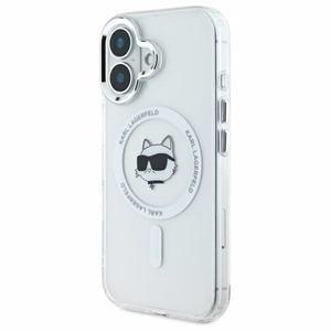 Karl Lagerfeld IML Metal Choupette Head MagSafe iPhone 16 Ümbris - valge
