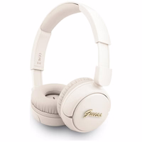 Guess Metal Logo Script Over-Ear Headphones - Beige