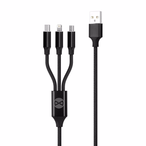 Forever 3in1 kaabel USB - Lightning + USB-C + microUSB 1,2 m 2A must