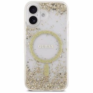 Guess Resin Bottom Glitter MagSafe ümbris jaoks iPhone 17 - kuldne