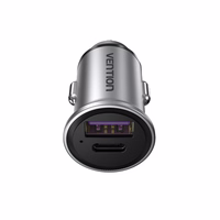 Vention Two-Port USB A+A(30+30) Car Charger hall Mini Style Aluminium Alloy Type