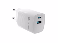 NATEC RIBERA GAN CHARGER 1X USB-A + 1X USB-C 30W valge