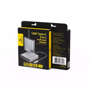 Gembird A-CM-COMBO3-04 USB Type-C 3-in-1 mitmepordine adapter (2x USB port + 2x HDMI + PD), kosmosehall