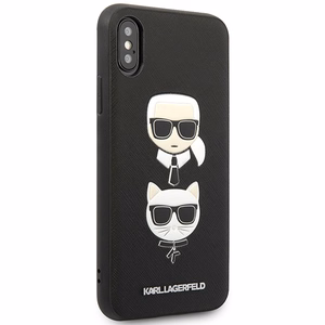 Karl Lagerfeld Saffiano Karl&Choupette Head чехол для iPhone XS Max - чёрный