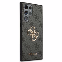Guess GUHCS22L4GMGGR S908 S22 Ultra sari/halli värvi kõvakott 4G Big Metal Logo