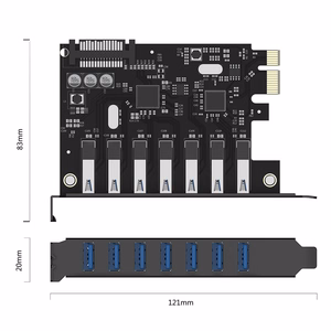 Orico PVU3 PCIe laienduskaart 7 USB 3.0 pesaga lauaarvutitele – must