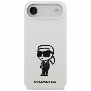 KARL LAGERFELD ümbris jaoks IPHONE 17 Air compatible with MagSafe KLHMP17MSKIGROH (Silicone W/ KL Sketch & Logo) valge