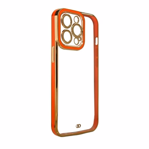 Fashion Case для iPhone 13 Pro гелевая крышка с золотой рамкой красный