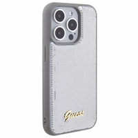 Guess Sequin Script Metal ümbris jaoks iPhone 15 Pro Max - hõbedane