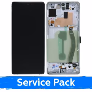 LCD Ekraan Ühildub Samsung G770 S10 Lite Koos Frame / Prism Valge / (Service Pack)