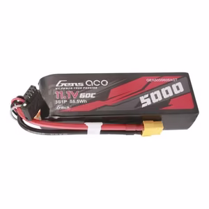 Gens Ace G-Tech 5000 mAh 11,1 V 60C 3S1P lühike Lipo-aku XT60-pistikuga