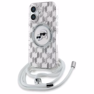 Karl Lagerfeld IML Crossbody Monogram Karl & Choupette Head MagSafe iPhone 16 Ümbris - Clear