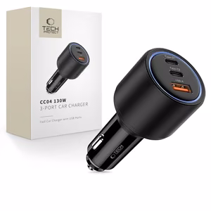CC04 3-port PD130W car laadija - must
