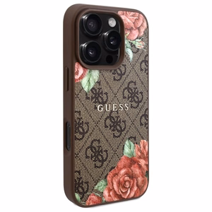 Guess GUHMP16XP4ROPEMCW iPhone 16 Pro Max 6.9" коричневый/коричневый жёсткий чехол 4G Flowers Print MagSafe