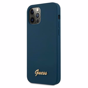 Guess GUHCP12LLSLMGBL iPhone 12 Pro Max 6.7" sinine/sinine kõvakaaneline metallist logo Script