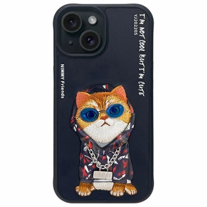 Nimmy Glasses Cool Cat ümbris jaoks iPhone 15 - must