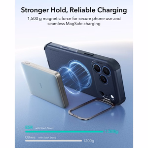 ESR Cyber Tough Kickstand MagSafe ümbris mudelitele iPhone 18 Pro / 17 Pro, tumesinine
