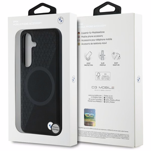 BMW Leather Half Textured MagSafe Ümbris jaoks Samsung Galaxy S25 - must