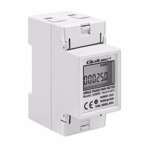 Qoltec 50899 – ühefaasiline elektrooniline elektriarvesti, 230 V, LCD, 2P, DIN-liist