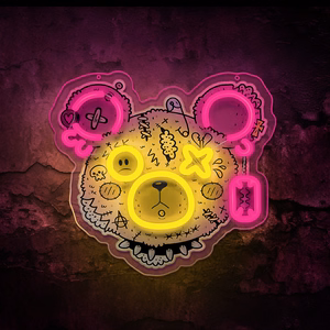 Неон ART LED PUNK TEDDY BEAR розовый жёлтый FLA01 Forever Light