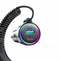 Autohoidja Joyroom "JR-CL07" must 72W (1xPD / 1xQC3.0 / LED valgustusega) + "Type-C" kaabel 160cm