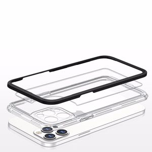 Läbipaistev 3in1 ümbris iPhone 12 Pro raamile geeliga must kattekate