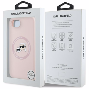Karl Lagerfeld Silicone Karl&Choupette Heads MagSafe iPhone 16e Ümbris - Roosa