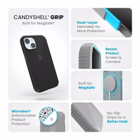 Speck Candyshell Grip MagSafe - iPhone 17e / 16e / 15 / 14 / 13 ümbris (must / Slate hall)
