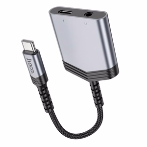 Адаптер Hoco (LS39) с USB-C на (USB-C; 3,5 мм) чёрный