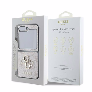 Guess Leather 4G Metal Logo Ümbris jaoks Samsung Galaxy Z Flip 6 - Roosa
