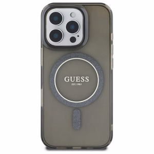 Guess IML Glitter Circle MagSafe ümbris jaoks iPhone 16 Pro - must