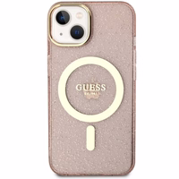 Guess GUHMP14MHCMCGP iPhone 14 Plus 6.7" roosa/roosa hardcase Glitter kuldne MagSafe