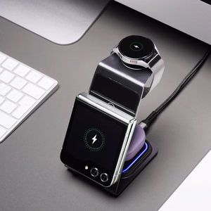 Беспроводное зарядное устройство Forcell F-Energy 3in1 Simply Charge алюминий совместимо с Apple Watch и Samsung Watch серый